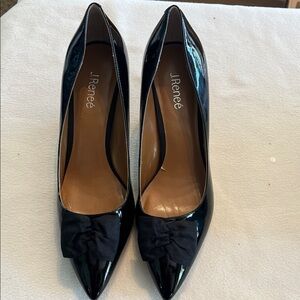 J.Renee Camley Black Patent Heels with Bow Accent
